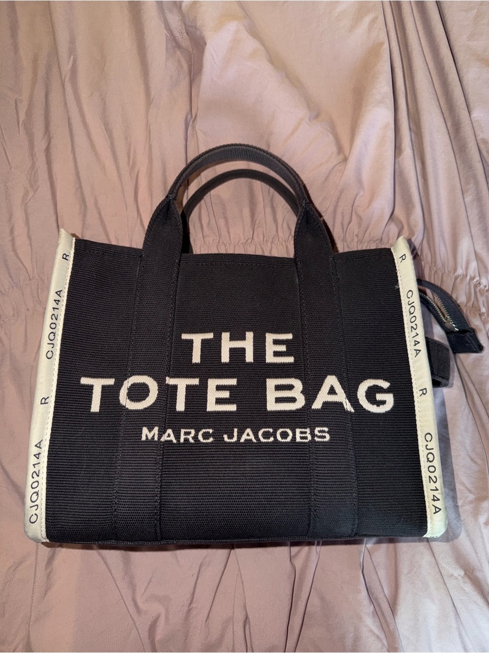 Marc Jacobs Black Canvas 'The Tote Bag' with White Logo